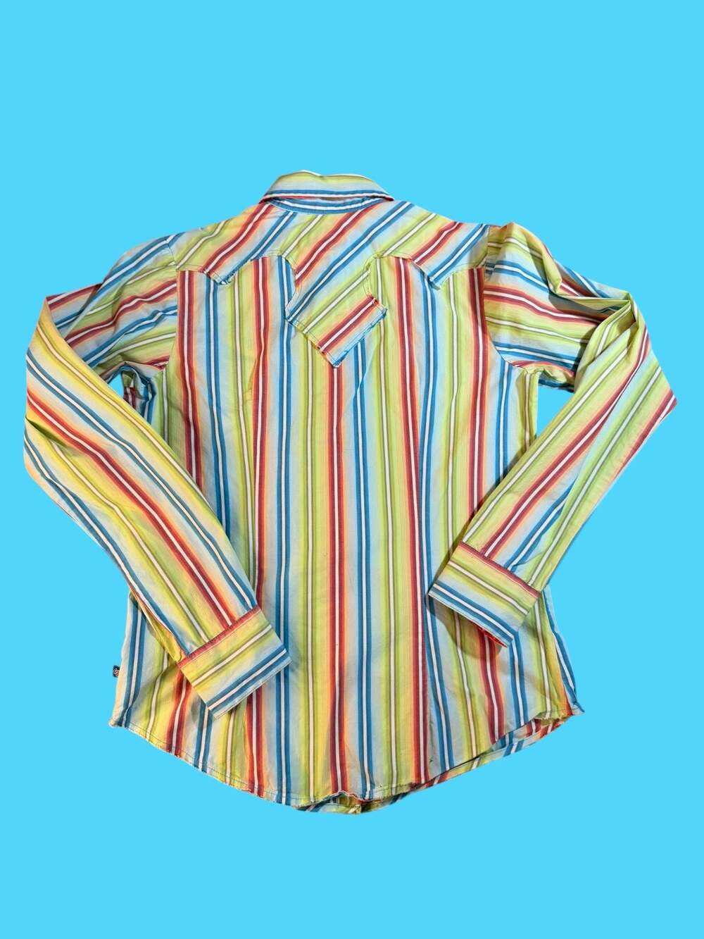 Cruel Girl Women's S Multi-Color Striped Western Pearl Snap Long Sleeve Shirt - Picture 2 of 9